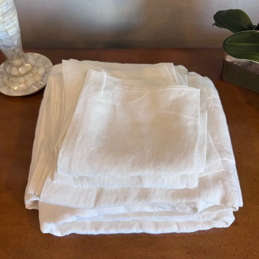 Quince European Linen Duvet Cover Set White Full/Queen NWOT